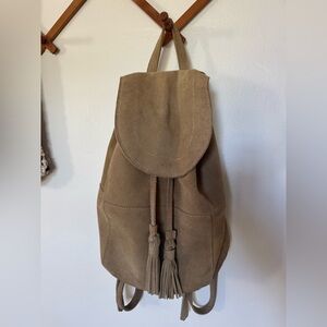 MANGO 100% Leather Tan Suede Backpack